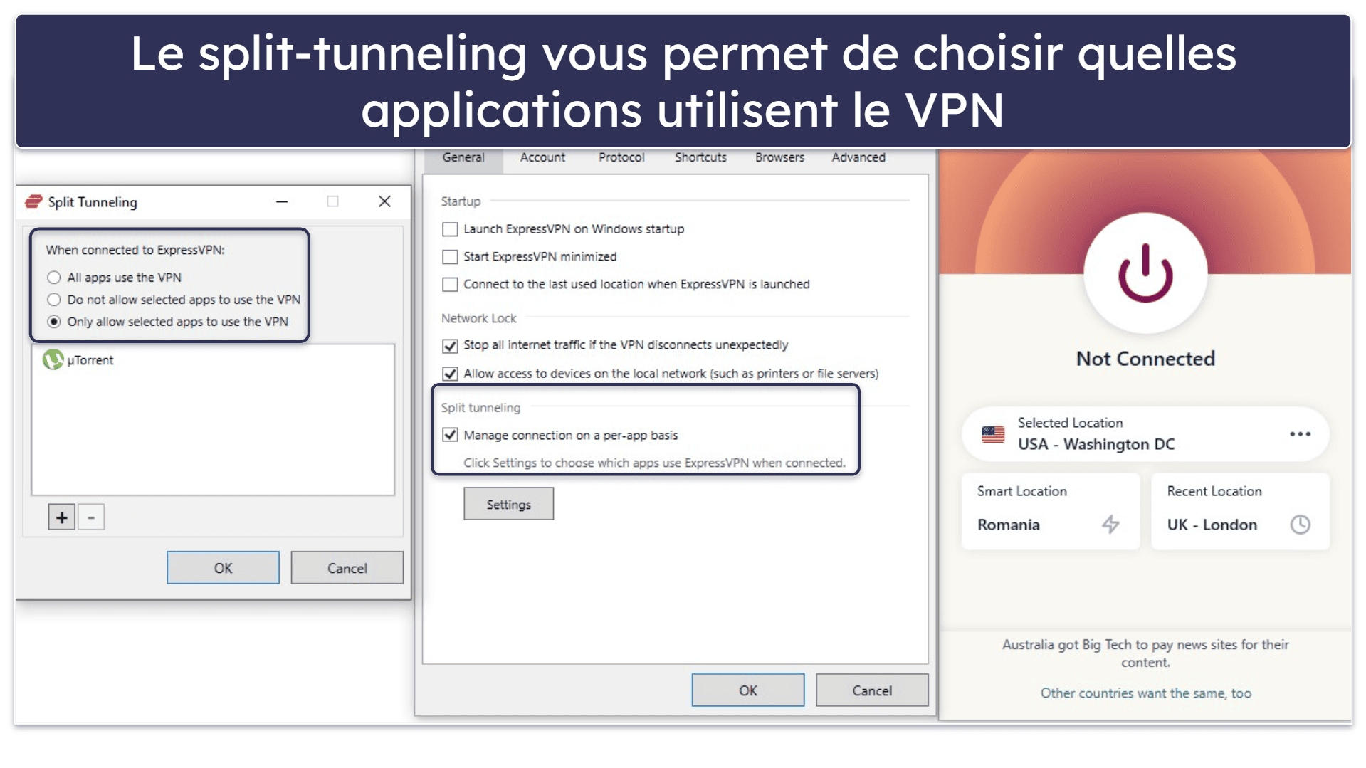 🥇1. ExpressVPN — Le meilleur VPN avec abonnement mensuel