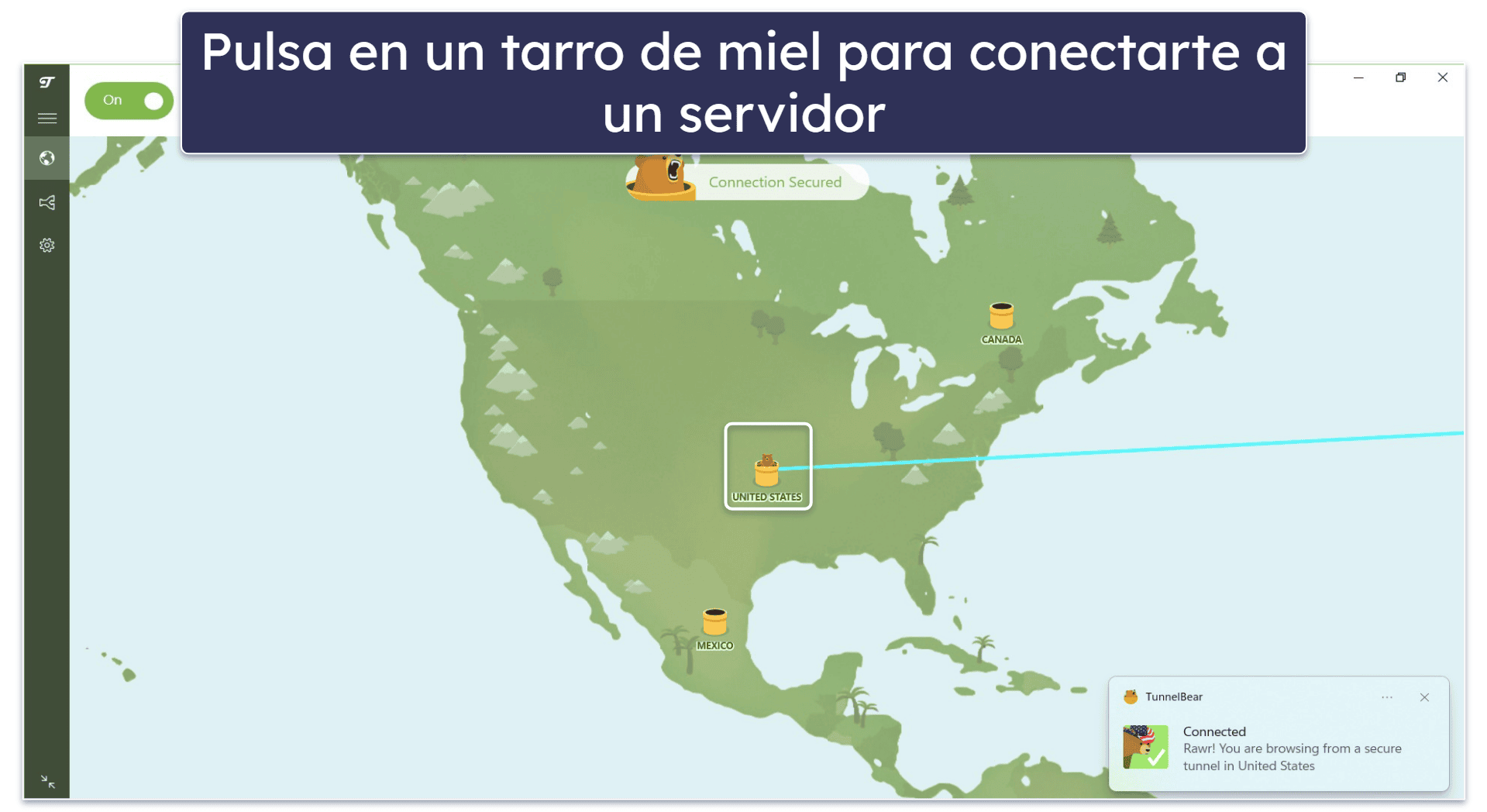 10. TunnelBear: Es una VPN intuitiva, fácil de usar y divertida