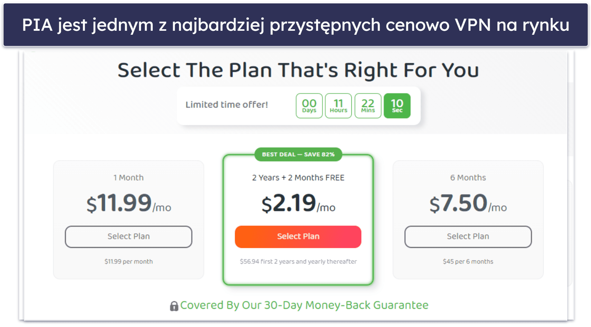 🥈2. Private Internet Access (PIA): Świetny miesięczny plan do surfowania i torrentowania