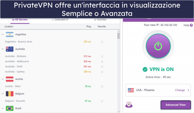 🥉3. PrivateVPN: interfaccia molto intuitiva (ottima per nuovi utenti)