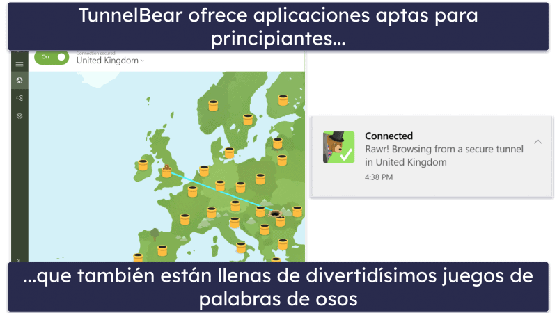 6. TunnelBear: interfaz divertida y fácil de usar