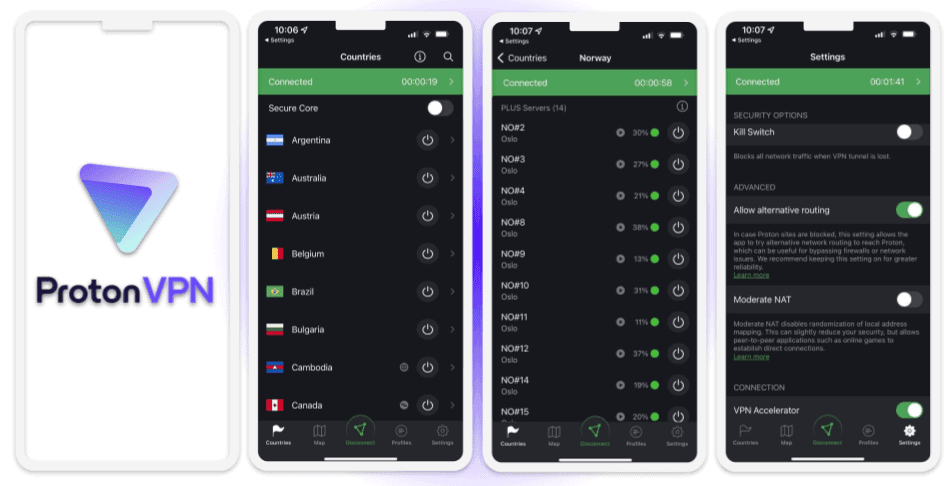 🥉3. Proton VPN — Great Free VPN for iOS With Unlimited Data