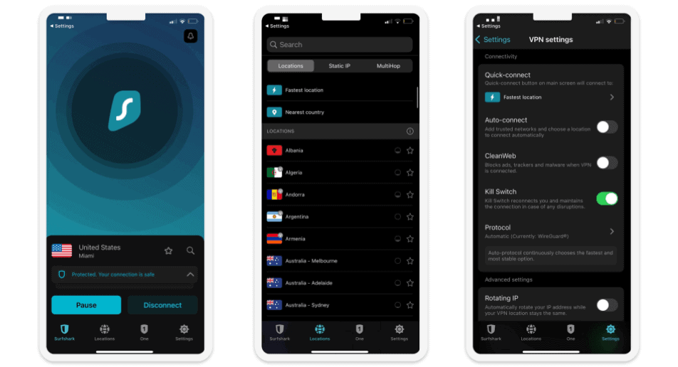 Facilità d’uso di Surfshark: App per dispositivi mobili e desktop