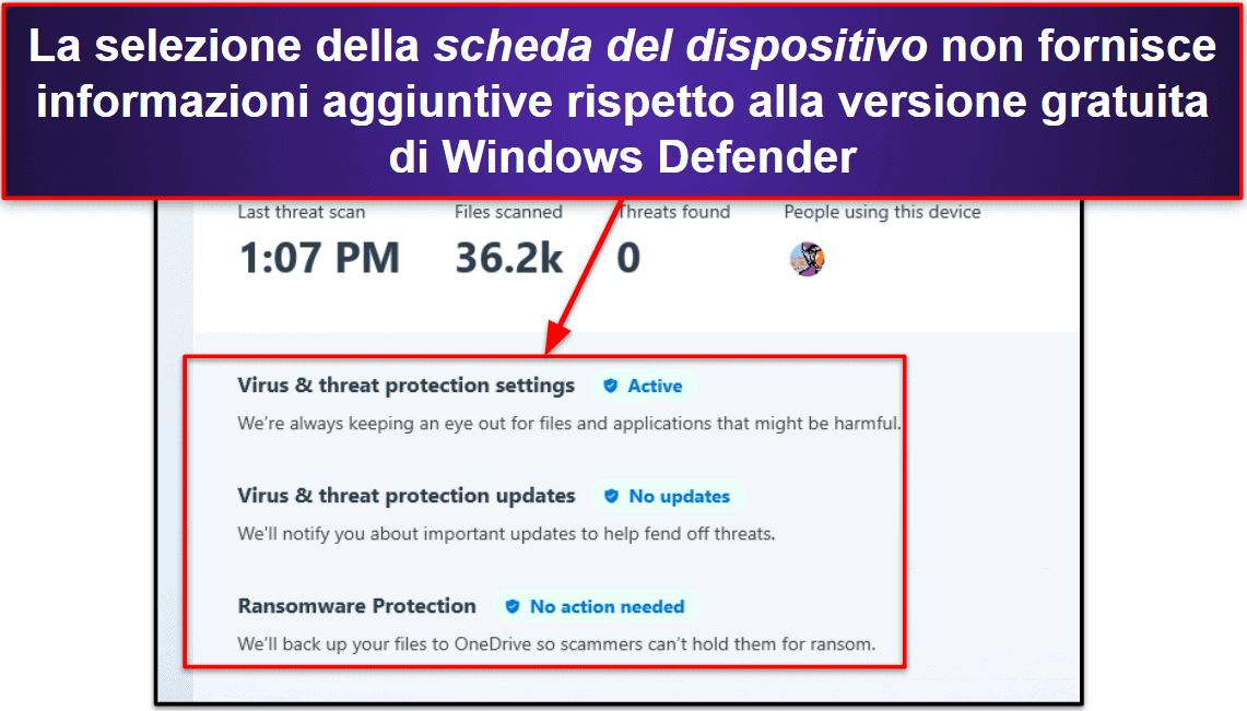 Applicazioni di Windows Defender per desktop e dispositivi mobili