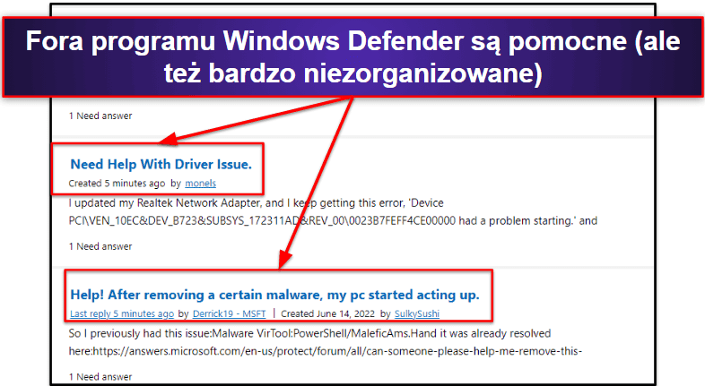 Obsługa klienta Windows Defender