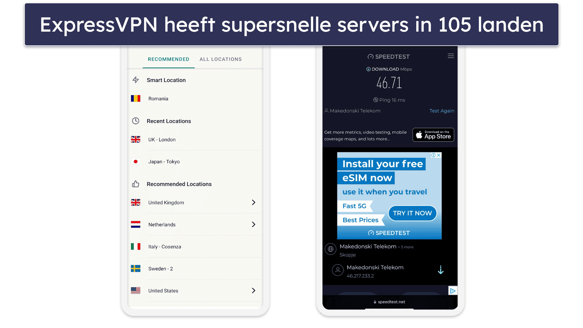 🥇1. ExpressVPN – Beste VPN voor iOS in 2026