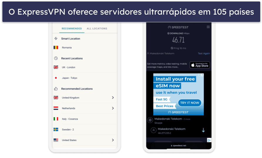 🥇1. ExpressVPN — Melhor VPN para iOS em 2026
