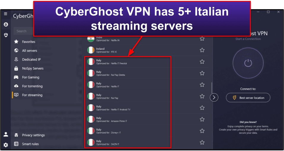 🥉3. CyberGhost VPN — Really Good VPN for Streaming With an Italian IP Address