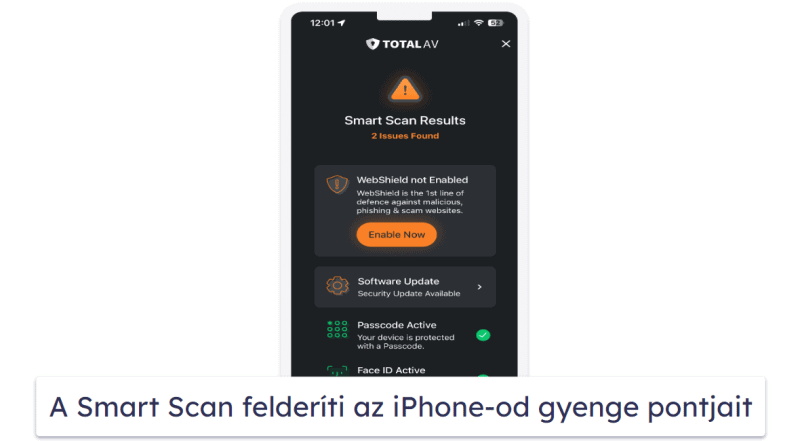 A legjobb ingyenes vírusirtó iOS-re — TotalAV Mobile Security &amp; Private VPN