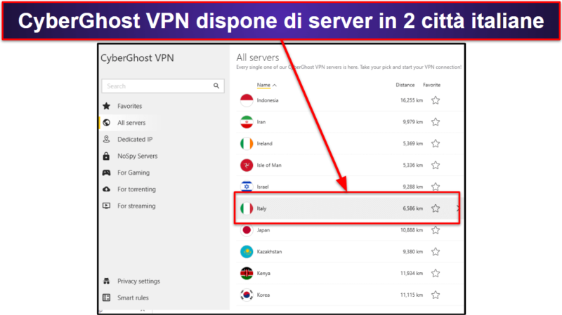 🥈2. CyberGhost VPN — Una buona VPN per lo streaming con un indirizzo IP italiano