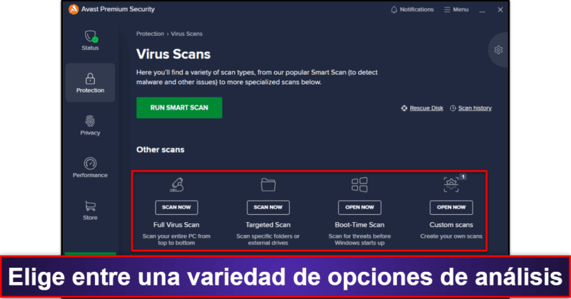 Funciones de seguridad de Avast Antivirus