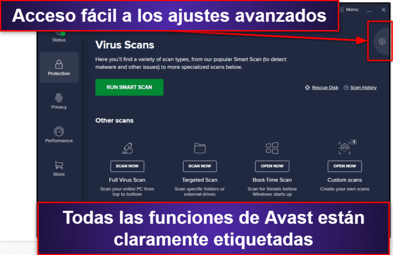 Facilidad de uso e instalación de Avast Antivirus
