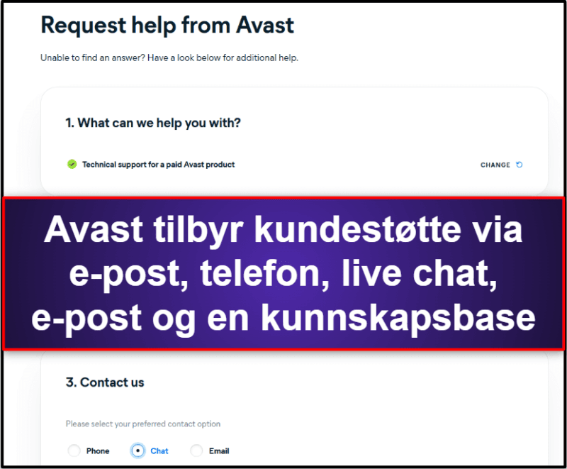 Avast Antivirus – kundestøtte