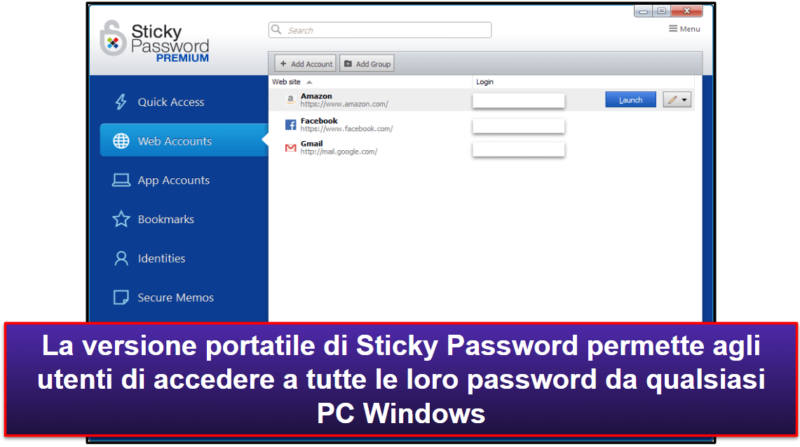 7. Sticky Password — Versione portatile su USB e archiviazione in locale