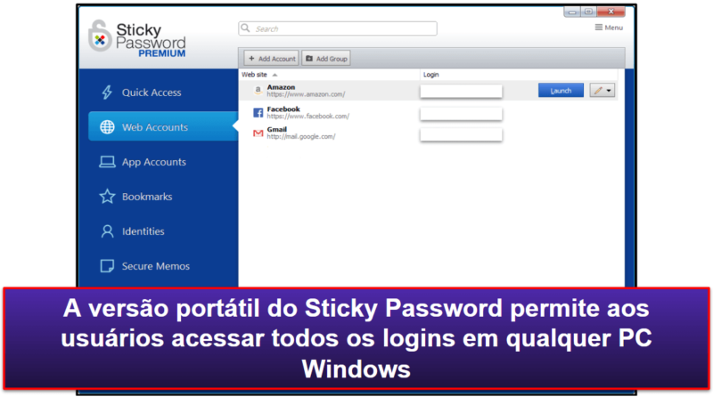 7. Sticky Password — Versão USB portátil e armazenamento local