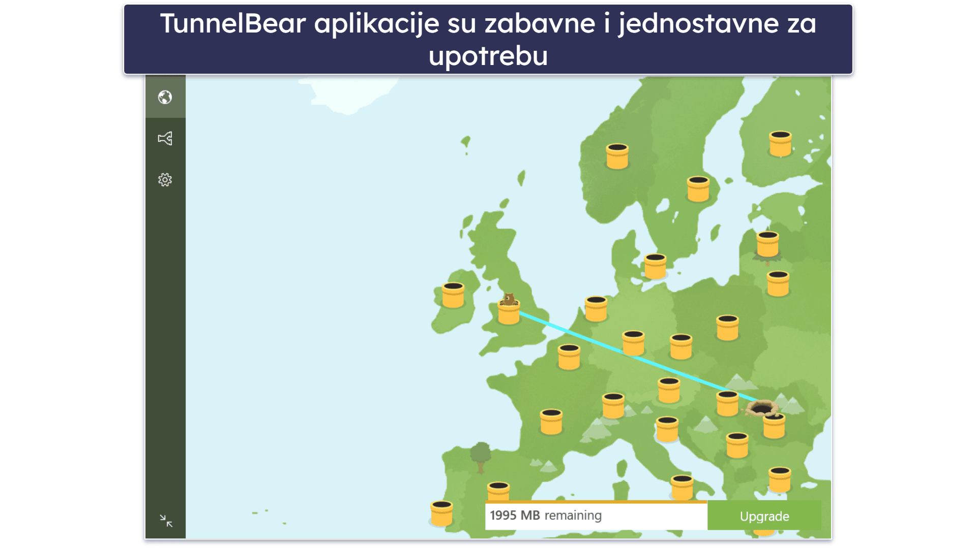 Bonus. TunnelBear — Zaista dobar besplatan VPN sa pristupom svim serverima i funkcijama