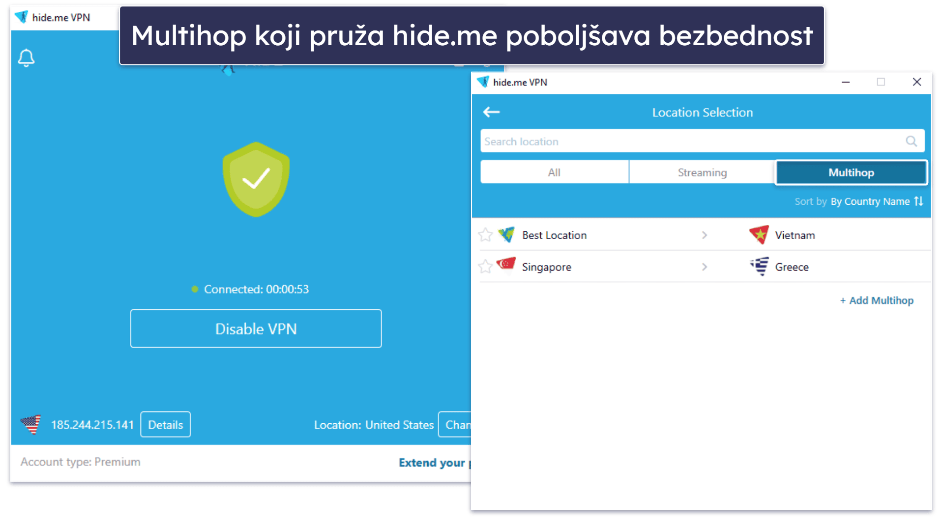 🥉3. hide.me — Odličan besplatan VPN sa dosta besplatnih lokacija servera
