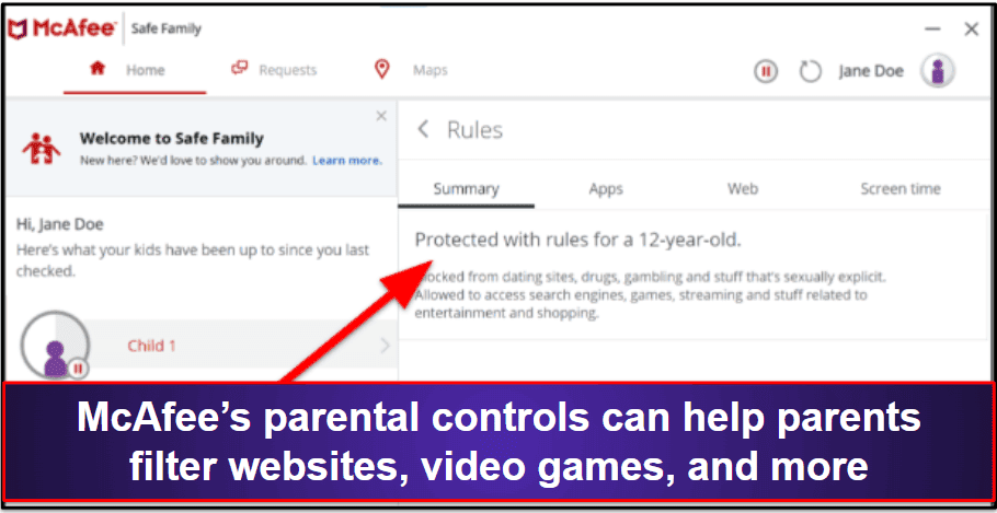 4. McAfee — Best Parental Controls for Gamers