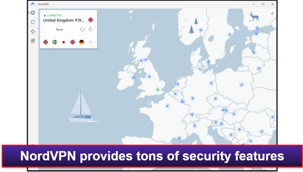 🥈2. NordVPN — Very Secure VPN With Free Built-in Malware Protection