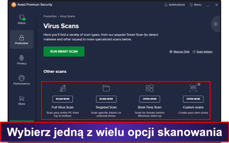Avast Antivirus: Zabezpieczenia