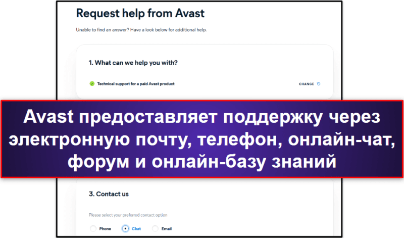 Поддержка пользователей антивируса Avast