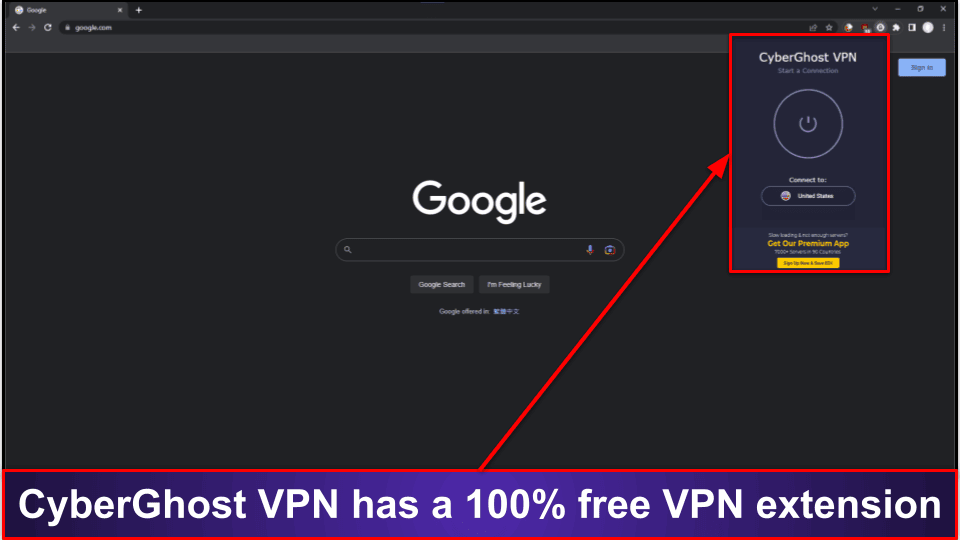 🥈2. CyberGhost VPN — Best Free VPN Extension for Google Chrome