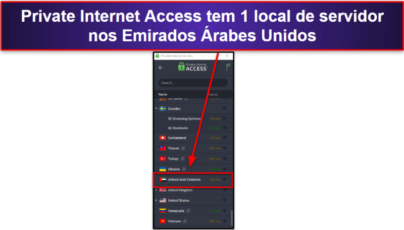 🥇1. Private Internet Access – Melhor VPN Para Obter um Endereço de IP dos Emirados Árabes Unidos do Brasil e Portugal