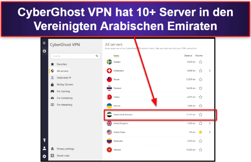 🥈2. CyberGhost VPN – benutzerfreundliches VPN mit einem großen Servernetzwerk in Dubai