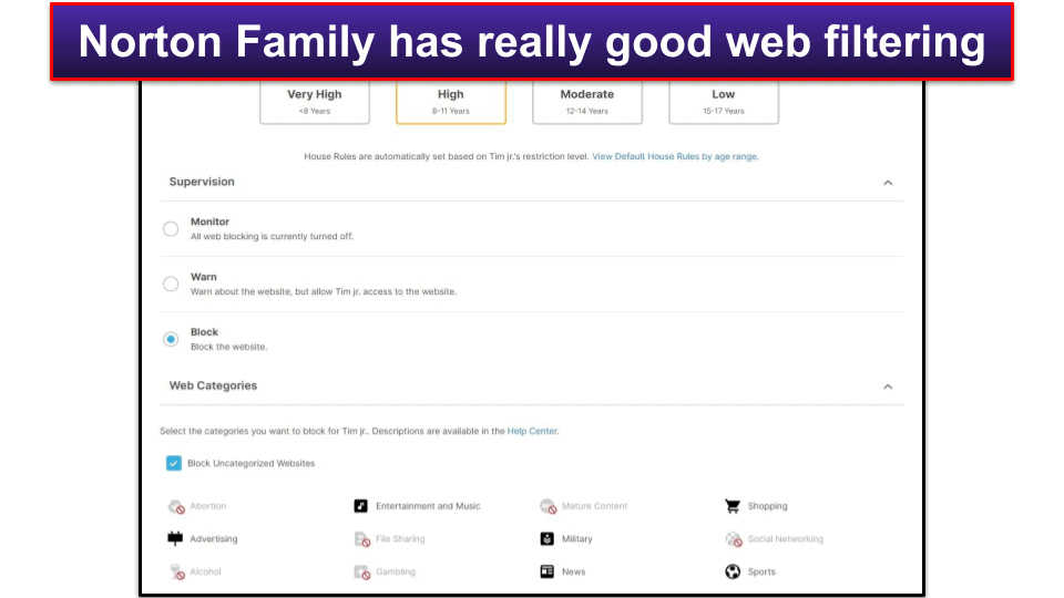 🥈 2. Norton Family — Good Windows Parental App for Large Families