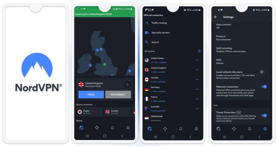 4. NordVPN — отличное приложение для Android с множеством функций безопасности