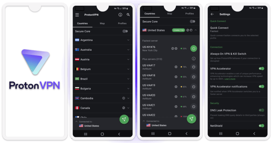 7. Proton VPN — Great Free Plan for Android Users