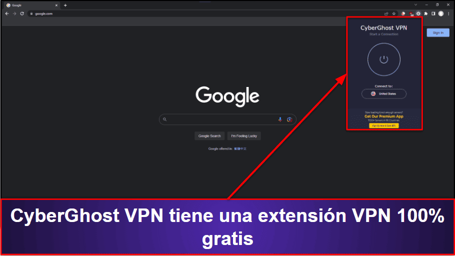 🥈2. CyberGhost VPN: la mejor extensión de VPN gratis para Google Chrome