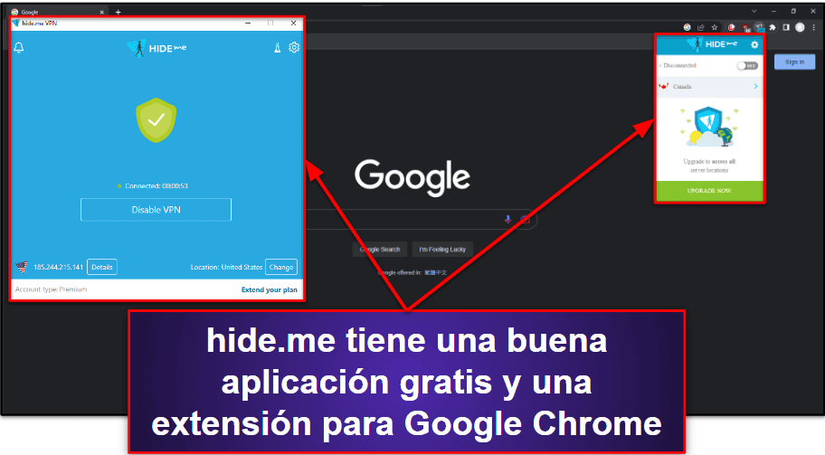🥉3. hide.me: la mejor VPN gratis para Google Chrome