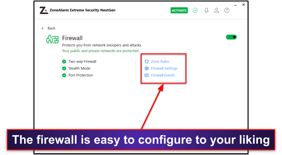ZoneAlarm Security Features