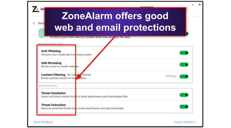 ZoneAlarm Security Features