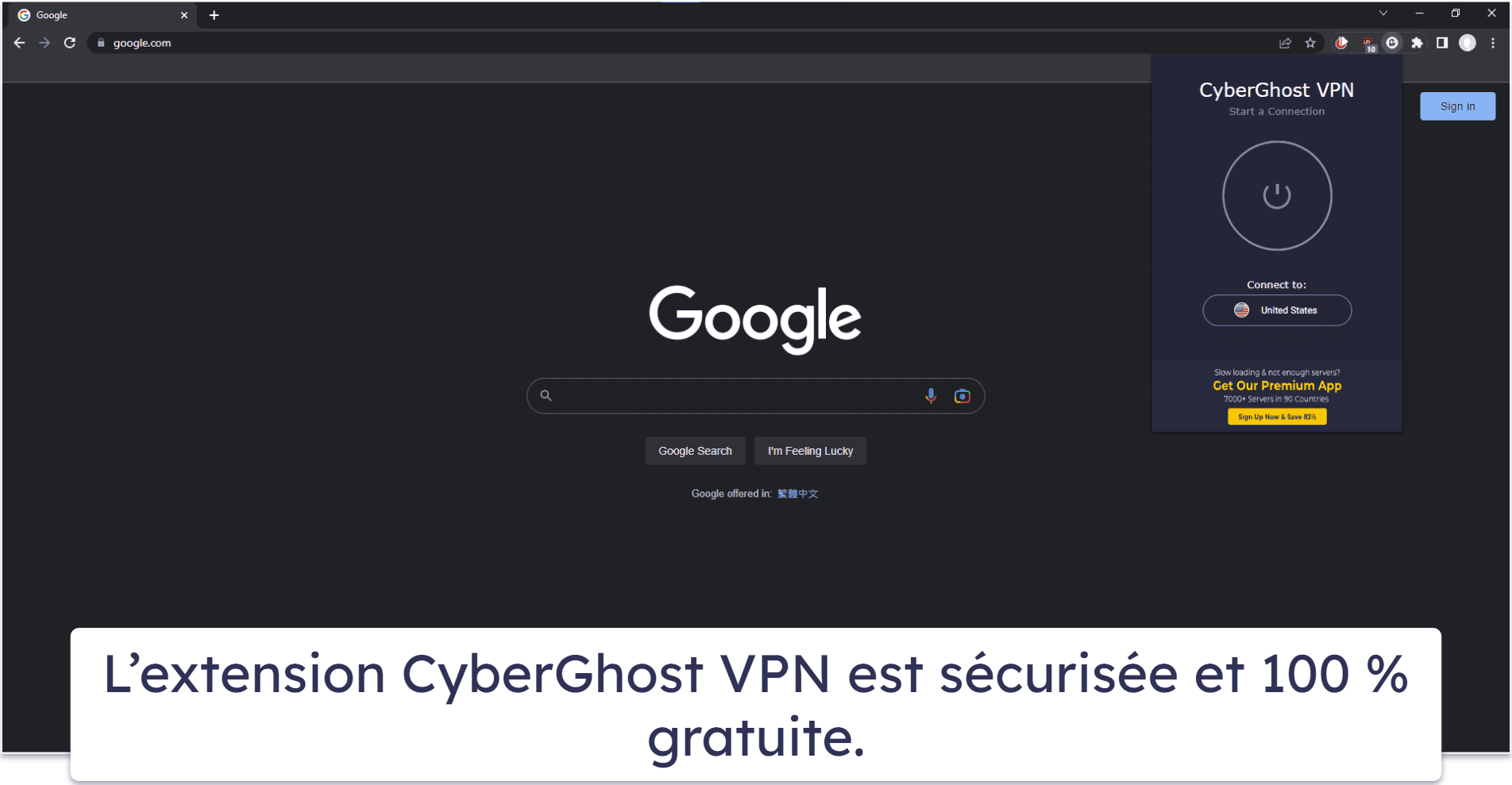 🥈2. CyberGhost VPN – Meilleure extension VPN gratuite pour Google Chrome