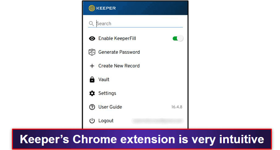 5. Keeper — Advanced Security Features (but Basic Chrome Extension)