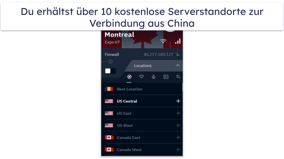 🥉3. Windscribe: Gute Auswahl an kostenlosen Servern für China