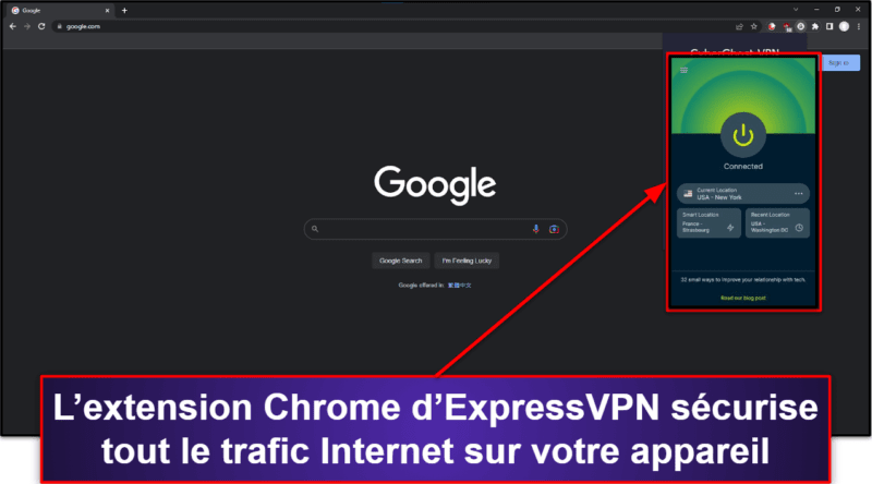🥇1. ExpressVPN – Meilleur VPN global pour Google Chrome de 2023