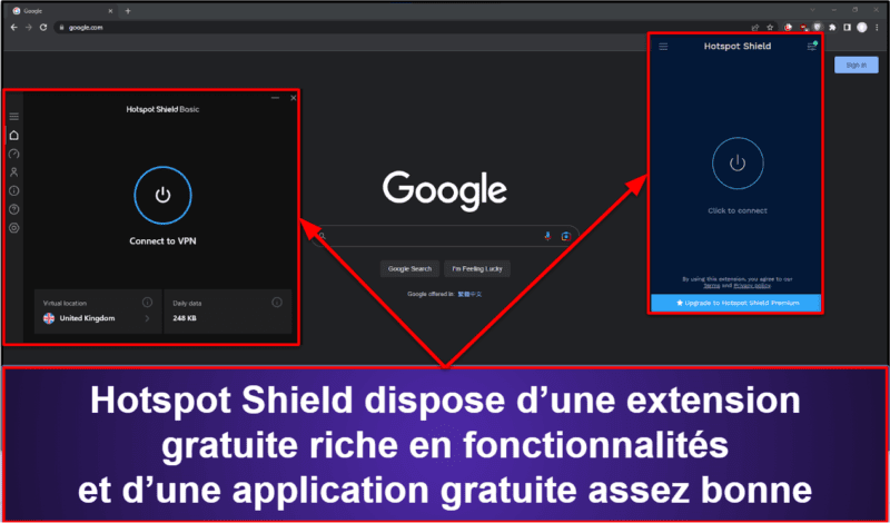 5. Hotspot Shield – Une excellente extension Google Chrome avec des options sympas