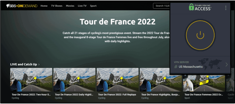 🥈2. Private Internet Access — Geweldig voor het streamen van de Tour de France op mobiel