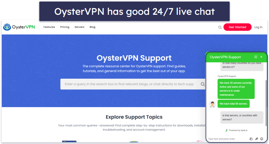 OysterVPN Customer Support — Good Support Library &amp; Live Chat