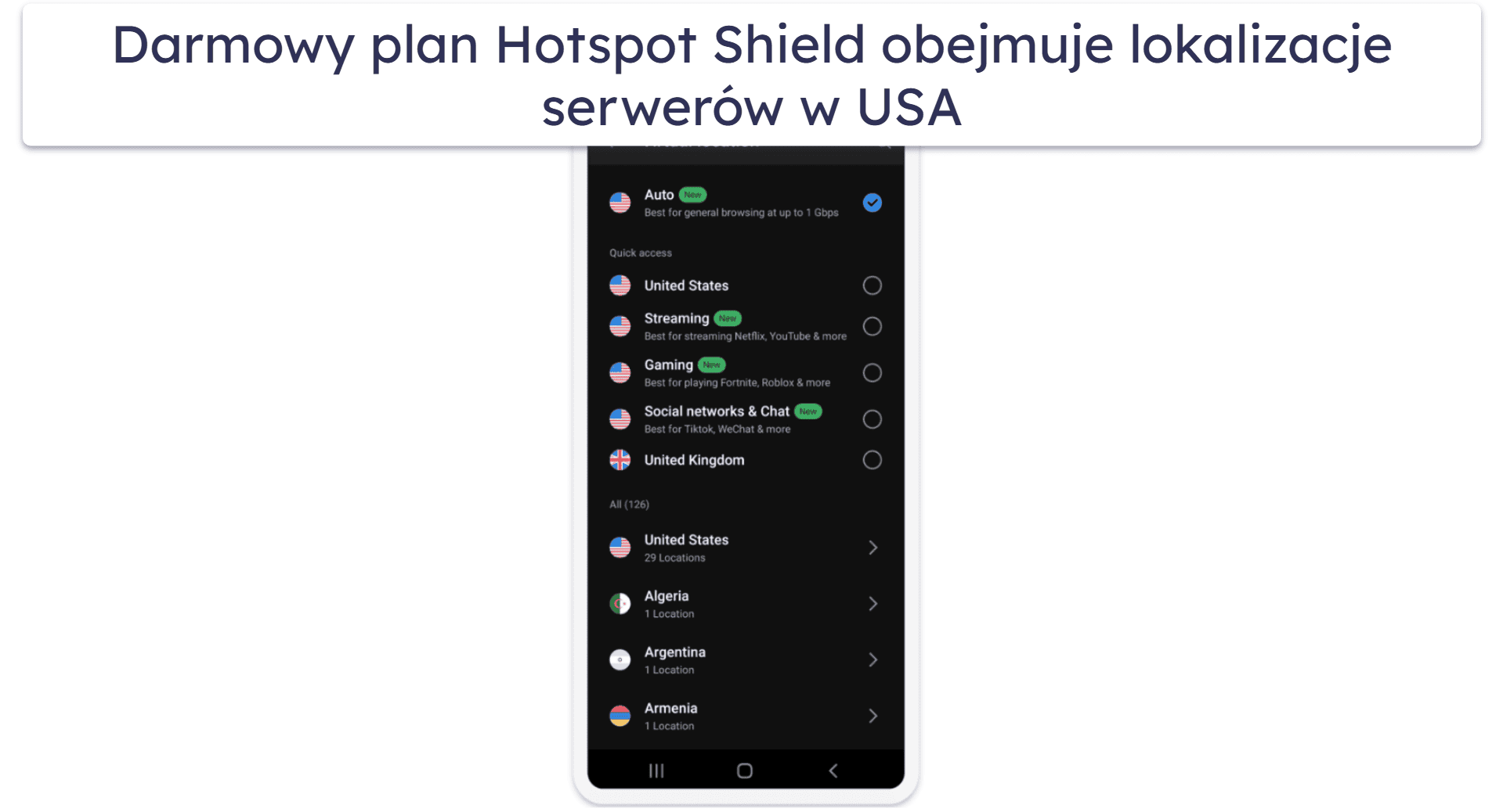 4. Hotspot Shield — Świetny darmowy VPN dla Androida do przeglądania Internetu (z nieograniczonym transferem)