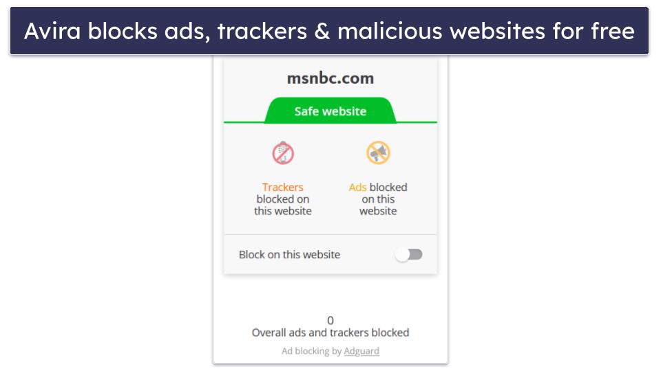 5. Avira — Comprehensive Ad Blocking and Web Protection
