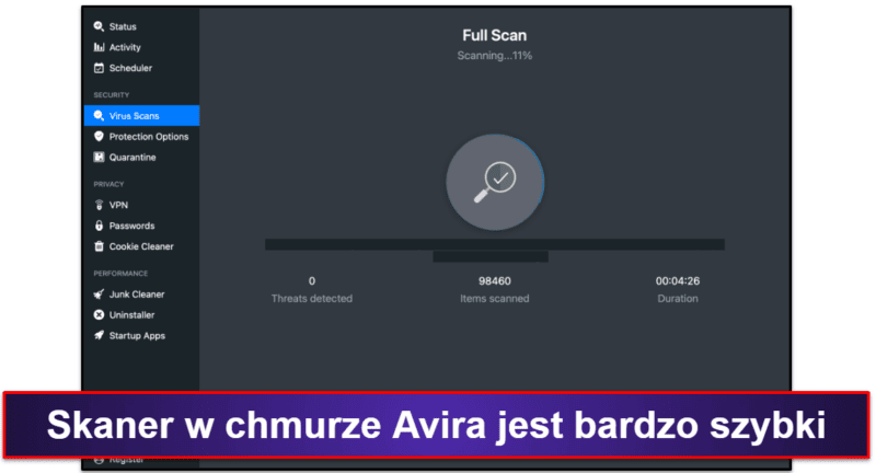 7. Avira Prime — szybkie skany i automatyczne aktualizacje programu