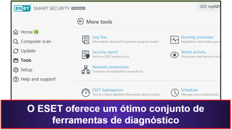 10. ESET Smart Security Premium — Boa verificação de malware e diagnóstico avançado