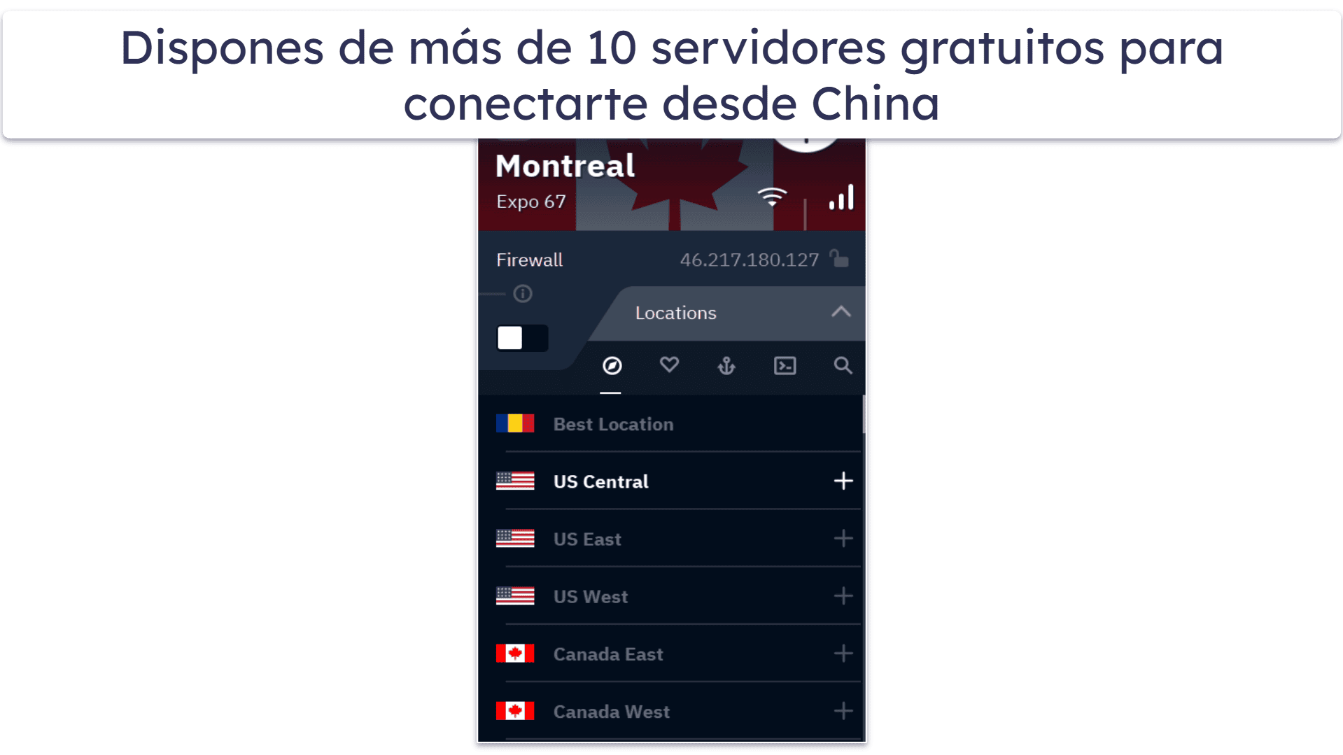 🥉3. Windscribe: Tiene una buena variedad de servidores gratis para China