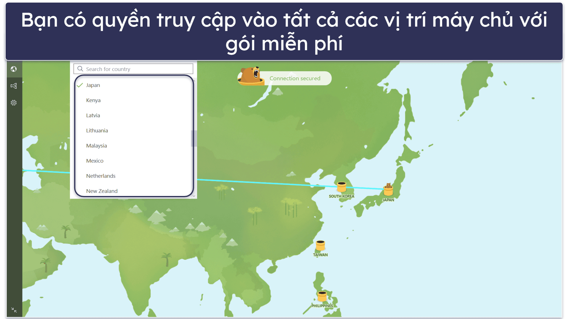 5. TunnelBear: VPN thân thiện với người dùng dành cho Trung Quốc