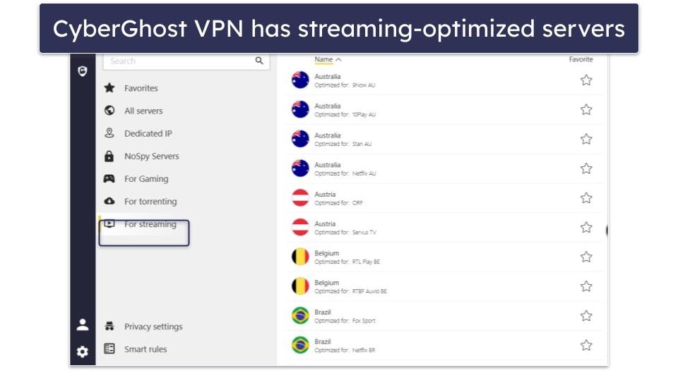 🥈2. CyberGhost VPN — Great WireGuard VPN With Dedicated Streaming Servers