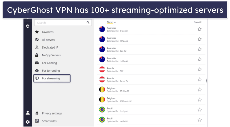 🥉3. CyberGhost VPN — Has Dedicated Servers for Streaming